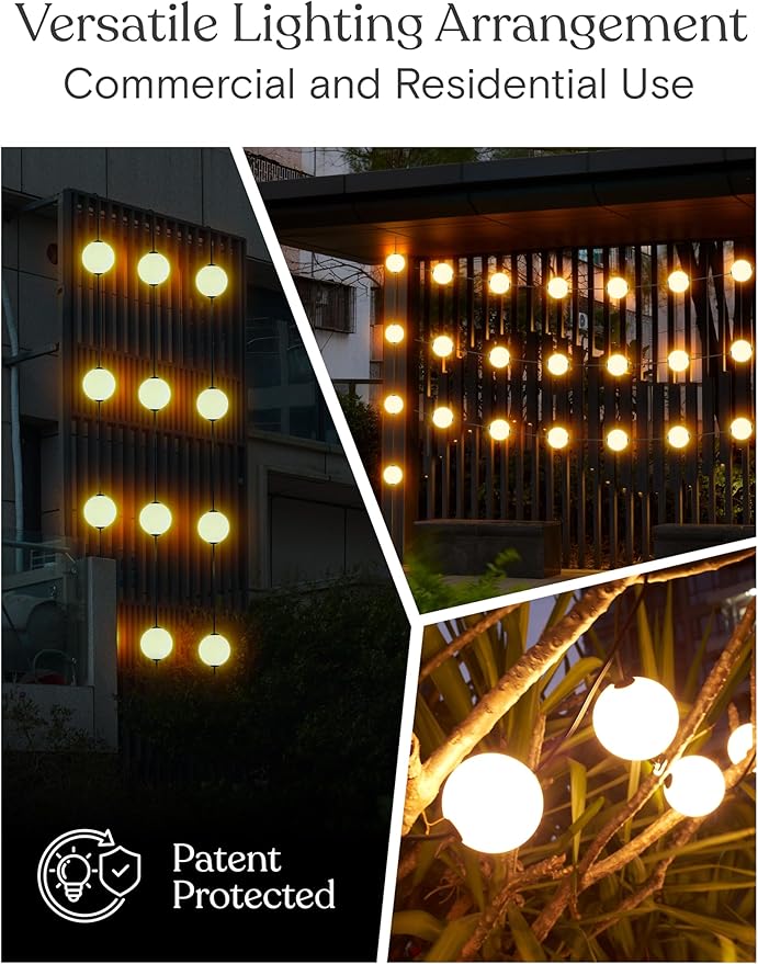 Brightech Orb Outdoor Indoor String Lights - Connectable Set of 2 Frosted Lantern LED String with Weatherproof Globe Lights - Commercial Grade Light Strand for Patio, Porch - 60 Ft, 20 Bulbs Total
