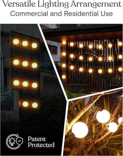 Brightech Orb Outdoor Indoor String Lights - Connectable Set of 2 Frosted Lantern LED String with Weatherproof Globe Lights - Commercial Grade Light Strand for Patio, Porch - 60 Ft, 20 Bulbs Total