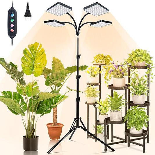 Grow Lights for Indoor Plants 100W, Natural Sunlight Full Spectrum Plant Growing Lamps for Houseplants & Bonsai Tree, 4/8/12/16/20 Hr Timer Plant Light Auto On/Off Everyday