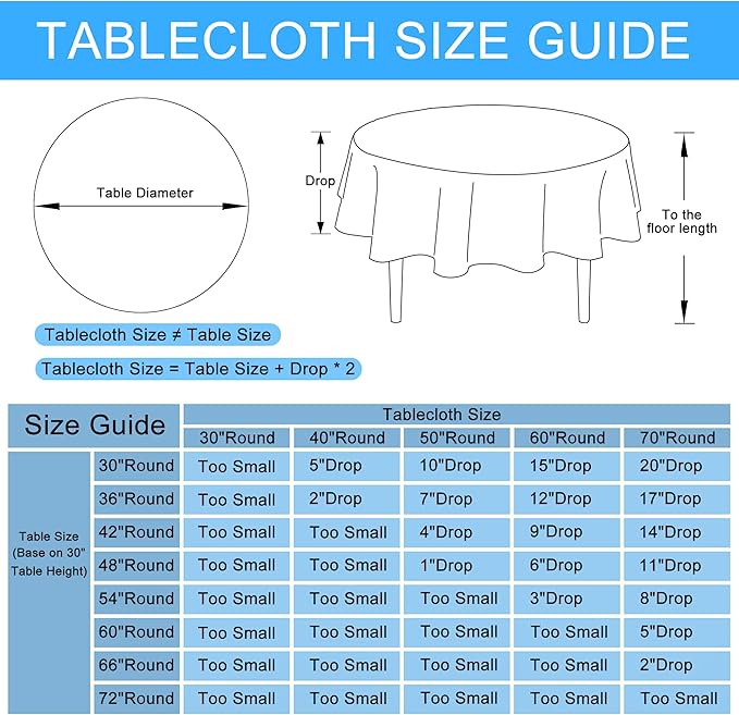 Hiasan Round Linen Tablecloth 70 Inch - Wrinkle and Stain Resistant Washable Polyester Fabric Table Cloth for Dining Room Kitchen Party, Beige