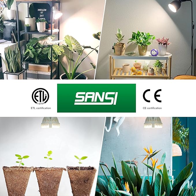 SANSI Grow Light Bulb with COC Technology, Full Spectrum 10W Grow Lamp (150 Watt Equiv) with Optical Lens for High PPFD, Perfect for Seeding and Growing of Indoor Plants, Flowers and Garden