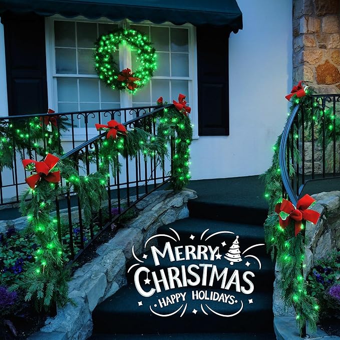 50-Count Green Christmas Lights,13Feet Incandescent Bulb Green Mini String Lights,Fairy St. Patrick's Day Lights Plug in for Tree Indoor Outdoor Halloween Party Patio Xmas Decor-Green Wire