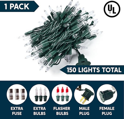 Joiedomi Clear Christmas String Lights Indoor,150 Count Mini White Fairy Light,31.2FT Lighting Decor for Patio Dorm Classroom Bedroom Holiday Wedding Party Garland Birthday Festival,Green Wire