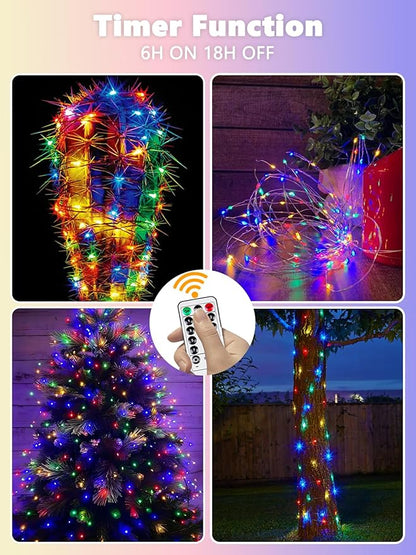 4 Pack Fairy Lights Battery Operated with Remote Control Timer, 26 FT 80 LED String Lights Outdoor Indoor, 8 Mode Twinkle Lights for Christmas Party Wedding Birthday Bedroom Decorations (Multicolor)