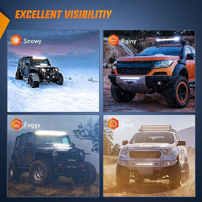 Nilight - 40004C-A LED Light Bar 21inch 100W Spot & Flood Combo Single Row 9000LM Off Road 3D LED Fog & Driving Light Roof Bumper Light Bars for Jeep Ford Trucks Boat , 2 Years Warranty