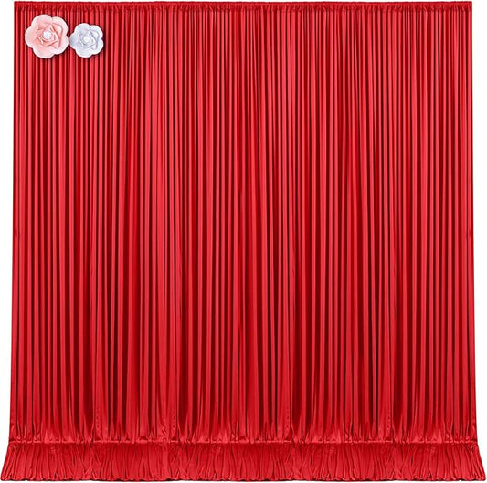 10x12 Red Backdrop Curtains for Wedding Party Wrinkle Free Backdrops Curtain Drapes Fabric Decorations Photo Back Drop Cloth for Baby Shower Photography Stage Reception 5ft x 12ft,2 Panels