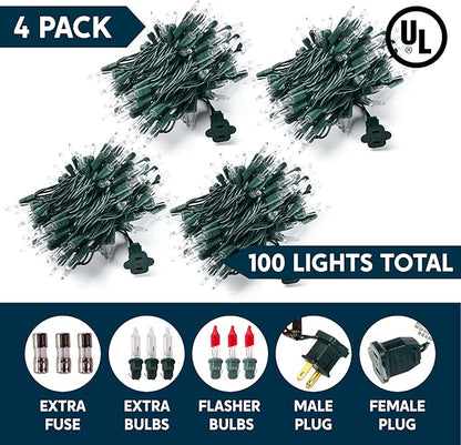 Joiedomi Clear Christmas String Lights Indoor,400(4x100) Mini White Fairy Light,85.6 FT Lighting Decor for Patio Dorm Classroom Bedroom Holiday Wedding Party Garland Birthday Festival,Green Wire