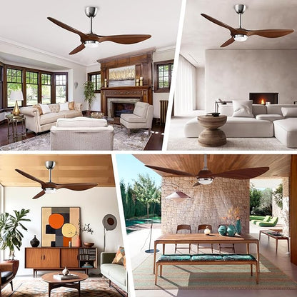 reiga 52 Inch ETL Listed High CFM Quiet DC Motor Smart Ceiling Fans with Lights Remote Control, Indoor 3 Blade Modern Ceiling Fan for Living Room Bedroom
