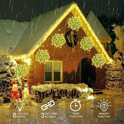 Baung Christmas String Lights Outdoors,4 Pack 7.98" Sphere Ball Tree Garden Globe Lights for Home, Party, Christmas, Porch Patio,Wedding, Garden,Tree Decoration with Memory Function Plug