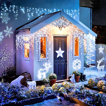 JMEXSUSS Christmas Icicle Lights for Outside: 800 LED White Icicle Lights Outdoor Waterproof - White Christmas String Lights for House Wedding Party Christmas Decoration