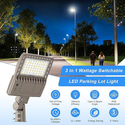 200W LED Parking Lot Light with Photocell 28000LM LED Shoebox Pole Mount Lights Fixture HID/HPS Replacement 5000K IP65 AC 100-277V UL Listed Outdoor Area Street Security Lighting for Stadium Roadways