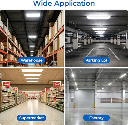 CINOTON 3FT 300W/250W/200W LED Linear High Bay Light, 100-277V Linear Shop Light Commercial, 5000K High Bay LED Shop Lights for Warehouse, Garage Factory, UL Listed 4 Pack
