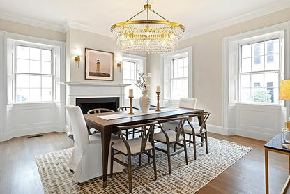 Wellmet 12 Light Large Crystal Chandelier, 38in Brass Gold Round Modern Luxury Raindrop Ceiling Light for Dining Room, Living Room， Bedroom, Kitchen, Entryway, Hallway, Staircase, Foyer