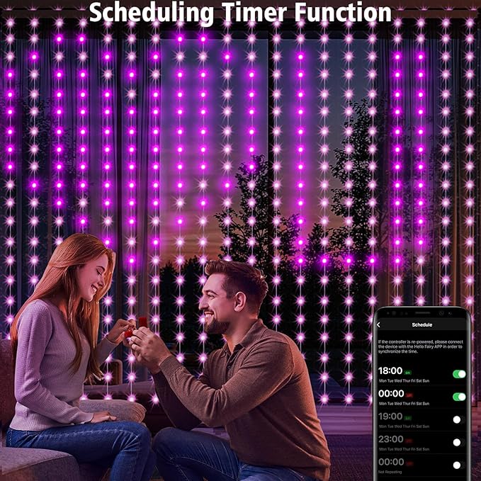 Smart Curtain Lights Plug in, 400 LED Curtain Fairy Lights 6.6Ft x 6.6Ft with App & Remote, Music Sync Programmable Window Hanging Light Dynamic DIY for Indoor Outdoor Backdrop Wall Decor