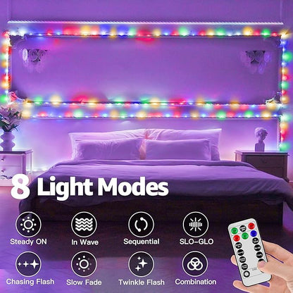 50ft LED Rope Lights Outdoor, String Lights with Remote, 8 Modes IP68Waterproof Timer Fairys Lights for Indoor Bedroom House Party Decorations (Multicolor)