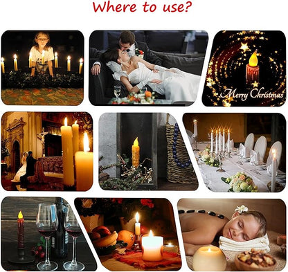 CVHOMEDECO. Real Wax Hand Dipped Battery Operated LED Timer Taper Candles Rustic Primitive Flameless Lights Decor, 4-3/4 Inch, Orange, 6 PCS in a Package