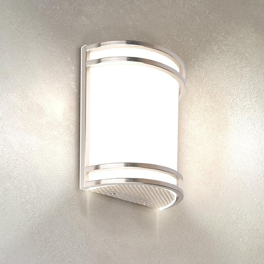 ASD LED Indoor Wall Mount Light Fixture - 8 Inch 15W Modern Interior Nickel Dimmable Wall Sconce Light - ETL 3000K 4000K 5000K Adjustable - Hallway, Bedroom LED Wall Lights