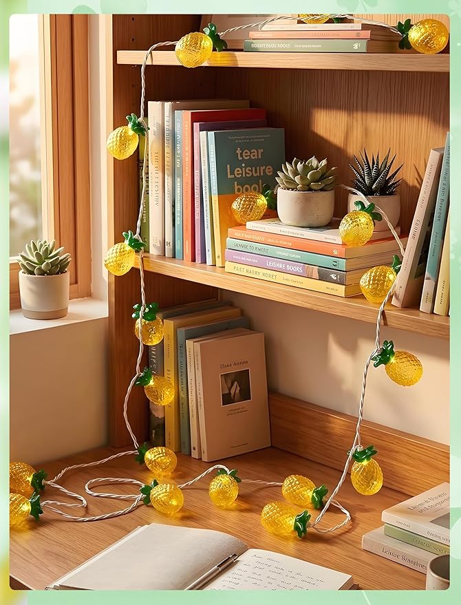 GOOTHY Pineapple String Lights, 8.5Ft Tropical Beach Themed Party Decorations Patio String Lights with 10 Pineapple Lights for Outdoor Home Summer Party Camping Bars Hawaiian Theme Wedding Decor