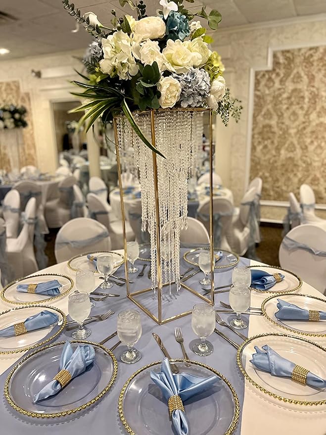 Sparkling Iridescent Acrylic Beaded Hanging Chandelier, 3 Tiers, 10.25" Diameter x 30" Tall, Indoor, Iridescent