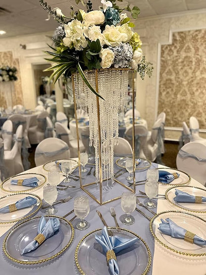 Sparkling Iridescent Acrylic Beaded Hanging Chandelier, 3 Tiers, 10.25" Diameter x 30" Tall, Indoor, Iridescent