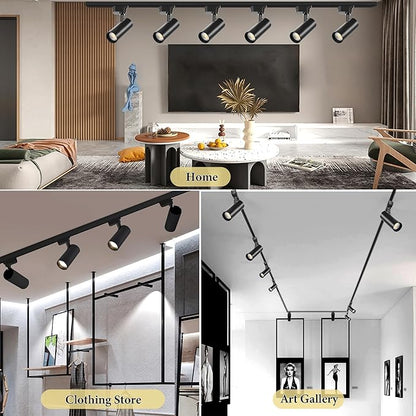 H Type LED Track Lighting Heads 6 Track Lights 4000K 20W 2400lm High Brightness Track Lighting System for Accent Lighting, Dimmable Ceiling Lights Spotlight Fixtures (No Track Rails)