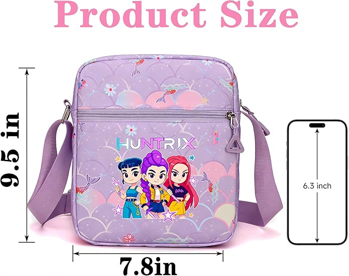 For K-Pop Mini Crossbody Bag - For Korean Idol Shoulder Bag - Cartoon Pattern Design For K-Pop Fans - Purple