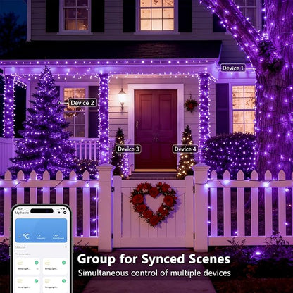 ODEETRONIC Purple Valentine's Day Lights, 98Ft 300LED Smart Color Changing String Lights APP/Voice Control, Music Sync Orange & Purple Fairy Light Waterproof for Christmas Indoor Outdoor Halloween