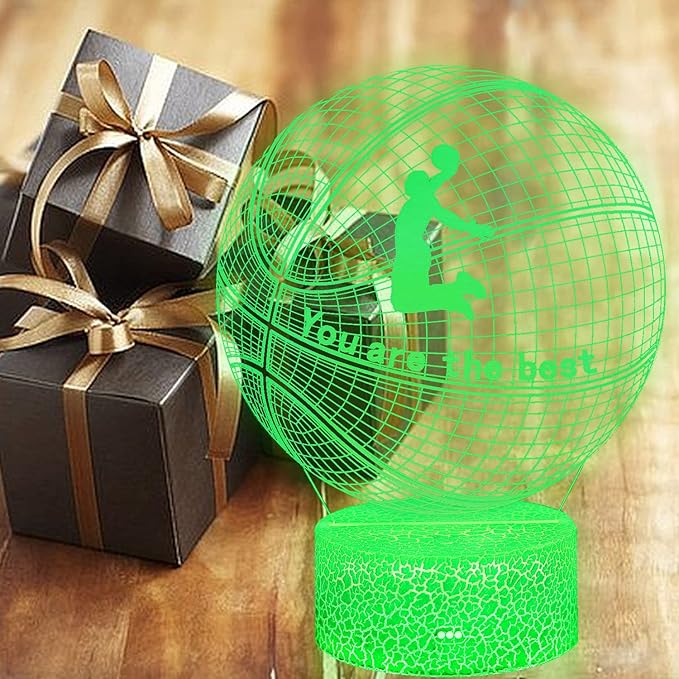 Dunk Basketball 3D Night Light,16 Color Change&Dimming by Remote Control or Smart Touch Optical Illusion Bedside Lamps,Sports Decor for Boys bedroom Girls Kids Teens Birthday Chrismas Gifts Xmas Gift