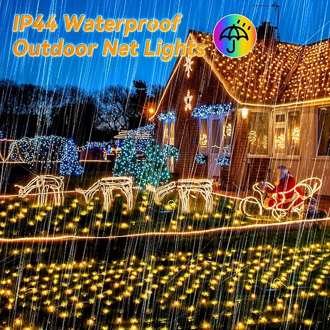 LitHome 10 x 10FT Gazebo Net Lights Outdoor, 280 LED Gazebo Lighting Waterproof, 8 Modes Connectable Christmas Net Lights with Timer, Warm White Mesh Light Plug in for Bushes, Pergolas, Backyard Decor