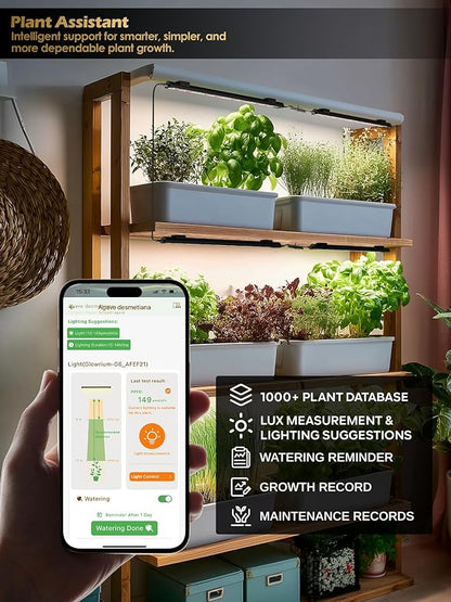 Smart Grow Light for Indoor Plants,3500K Full Spectrum LED Plant Light Strips with 3/9/12H Auto Timer,Stepless Dimming,Modular Design，Plug and Play (White, 4 Pack)