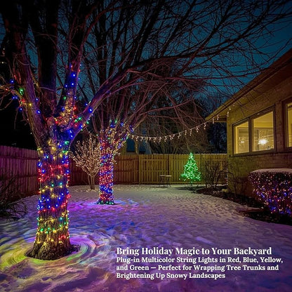 Etinga 100 LED String Lights 33ft Multicolor, Plug in Fairy Lights with 8 Modes, Indoor Outdoor Christmas Lights for Tree Bedroom Patio Yard Holiday Party Decor (Multicolor, 100 LED 33ft)