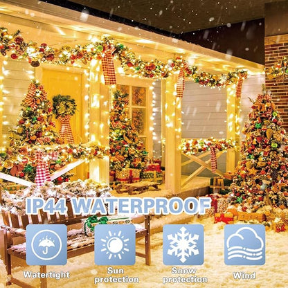LAMPHOME 66ft Christmas Decorative Mini Lights,200 LED Green Wire Fairy Starry String Lights Plug in, 16Lighting Modes, for Indoor Outdoor Xmas Tree Wedding Party Decoration (Warm White)