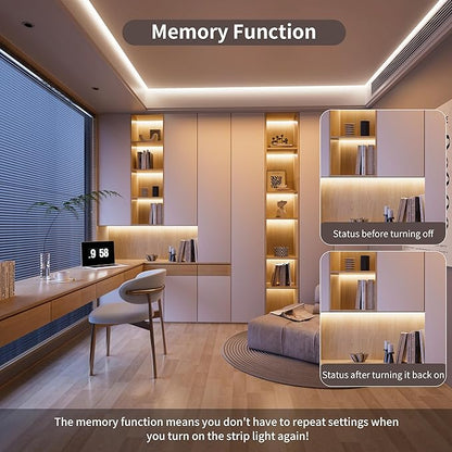 PAUTIX COB LED Strip Light White 5000K 20ft/6.1m,3087LEDs Super Bright 6000 Lumen,Dimmable 24V LED Tape Light with 3M Tape,RF Remote with Timer Function,48W Power Supply,for Bedroom,Home,Kitchen DIY