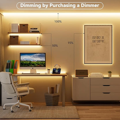 MIWISE COB LED Strip 32.8ft/10m,CRI 90+ Warm White 2700K High Lumen Super Bright Flexible DC24V LED Tape Light,for Cabinet Home Office DIY Lighting Projects(Adapter&Controller NOT Included)