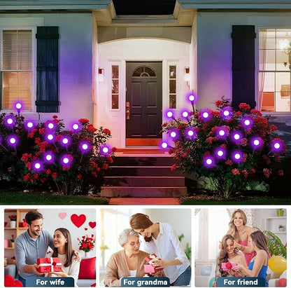Slyuexu Solar Garden Lights Outdoor Waterproof, 2 Pack 16 LED Swaying Firefly Lights Outdoor Decor Light for Pathway Party Christmas Decoration, Unique Gifts for Women, Purple