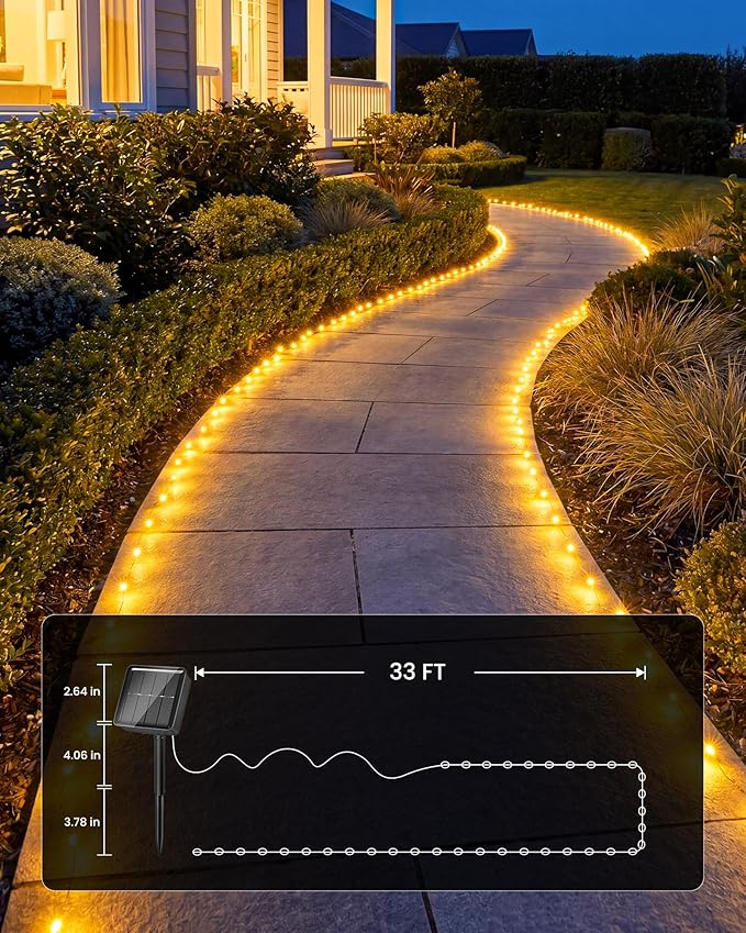 Minetom 4 Pack Solar String Lights, Total 132Ft 400 LED Solar Fairy Lights Outdoor Waterproof, 8 Modes Firefly Starry Twinkle Lights for Yard Garden Patio Tree DIY Crafts Wedding Party(Warm White)