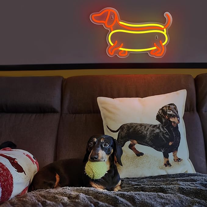 Dachshund Neon Sign Cute Dachshund Neon Light LED Sign for Wall Decor,Animal Wiener Dog Neon Sign for Kids Gifts Game Room Party Man Cave Birthday Gift