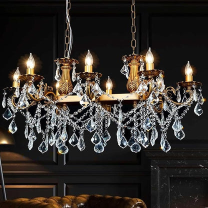 Crystal Chandeliers Contemporary Chandelier Island Lighting 8 Lights Candle Pendant Rectangle Hanging Ceiling Light Fixture for Dining Room Living Room Kitchen Island Entry L33.85
