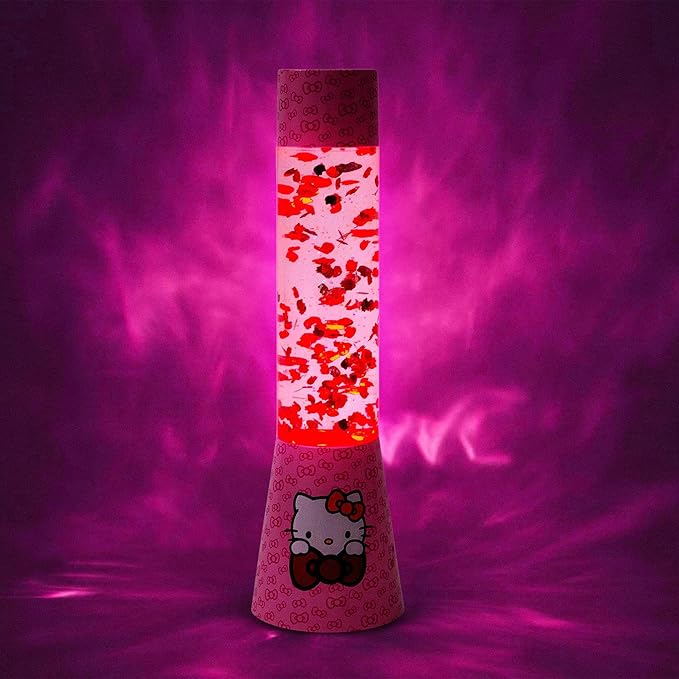 Ukonic Sanrio Hello Kitty Glitter Motion Mood Light | Nightstand Table Lamp for Bedroom, Desk | 12 Inches Tall