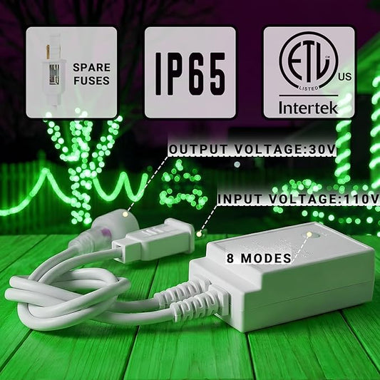 20ft Rope Lights Outdoor, Connectable & Flexible Tube Lights with 8 Modes Controller,Waterproof Green LED Rope Lighting for Deck,Garden,Pool,Patio,Bedroom,Party,Indoor & Outside Landscape Lighting
