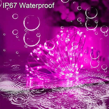 Solar Christmas String Lights Pink Outdoor Waterproof 100 LED（2 Pack） 8 Modes Copper String Lights Fairy Lights for Valentines Day Garden, Patio, Fence, Balcony, Outdoors(Pink 2pcs