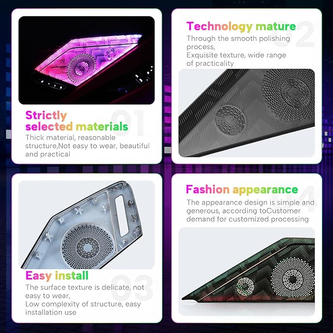Door Speaker Relays Cover Trim w/Neon Accent Lights fit for C8 Corvette 2019-2024,LED Ambient Foot Lights,Atmosphere Door Storage Box Lamps,Voice APP Button Switching Control,RGB