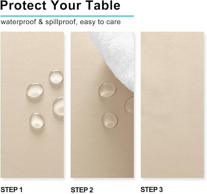 Hiasan Rectangle Tablecloth - Waterproof Wrinkle Resistant and Spillproof Washable Fabric Table Cloth for Dining Room Kitchen, Beige, 60 x 120 Inch