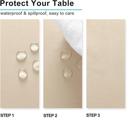 Hiasan Square Tablecloth - Waterproof and Spillproof Washable Fabric Table Cloth for Dining Room Kitchen, Beige, 60 x 60 Inch