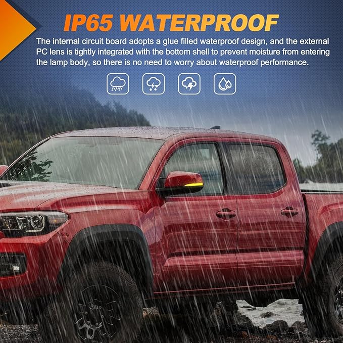 Nilight Side Mirror Marker Light Sequential Amber Left Right Turn Signal Lights Smoked Lens Plug and Play Waterproof Compatible With Toyota Tacoma RAV4 XA50 Highlander XU70