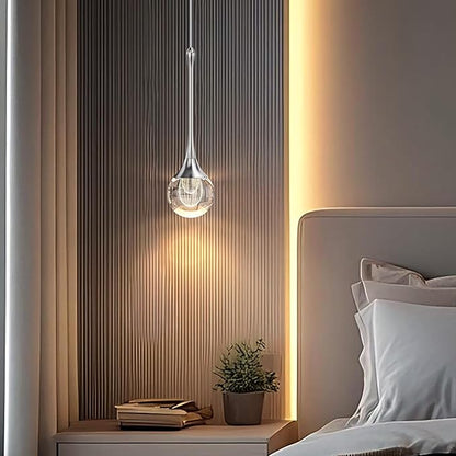 1-Pendant Lights Kitchen Island,Crystal Sliver Globe LED Chandelier, Modern Dimmable Adjustable Height Hanging Light Fixture,Sloped Ceiling,Bedroom,Dining Room
