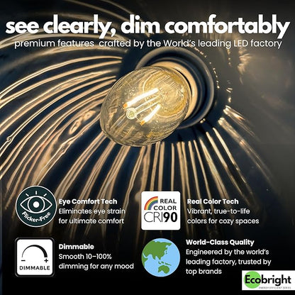 EcoBright Dimmable LED Candelabra Light Bulbs B11 Chandelier Bulbs 40W Equivalent E26 Base 2700K Warm White High CRI Flicker Free ETL and FCC Certified Decorative Filament Bulbs 8 Pack