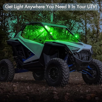 UTV Dome Light - White/Green, ACEC SHOP Universal Roll Bar Mount Dome Light UTV Interior Light Utility Roll Cage Lights LED Dome Light Bar Truck Bed Lights for UTV Polaris ATV RZR SxS Can-Am Kawasaki