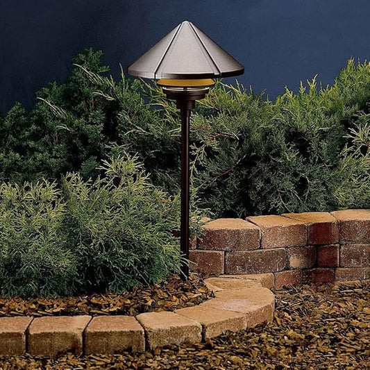 Kichler 15211AZT Six Groove Path & Spread 1-Light 120V, Textured Architectural Bronze