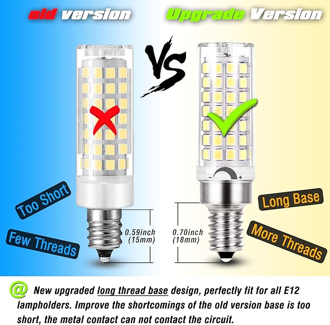 ALIDE E12 C7 Dimmable Led Candelabra Bulbs Kx 2000 60 Watt Replacement, 6000k Daylight White T6 110V 120V Small Base E12 LED Bulbs 6W for Ceiling Fan Salt Lamp Chandelier Lighting,600lm,8Pack